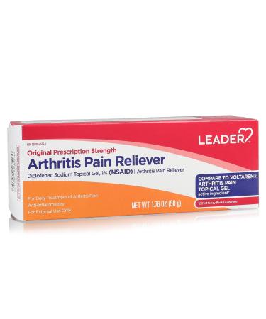 Leader Diclofenac Sodium Topical Pain Relief Gel Tube Powerful Anti-Inflammatory Gel (Compare to Voltaren) 1.76 Ounce