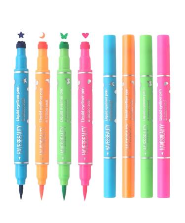 Liquid Eyeliner Pens Eye Makeup Pen Longwear Doublehead 4 Colors Liquid Stamp Beauty Eye Liner Pen Longlasting Eyeliner Stamp for Girlfriend Wife Girlfriend Sister