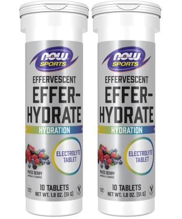 NOW Sports Nutrition Effervescent Effer-Hydrate Electrolyte Supplement Recovery* Mixed Berry 10 Tablets (Pack of 2) Mixed berry 10 Count (Pack of 2)