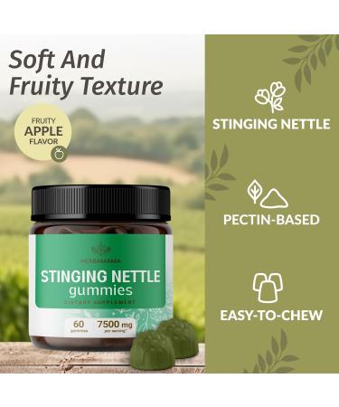 HERBAMAMA Stinging Nettle Gummies - 7500mg Stinging Nettle Root Extract for Urinary Tract Support for Women & Men - Vegan Non-GMO Urtica Dioica Supplement - 60 Pectin-Based Apple-Flavored Chews - Buy Online on GoSupps.com
