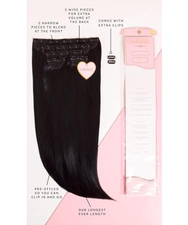 Lullabellz Super Thick Statement Straight Clip In Hair Extensions 5-Piece 26-Inch Length Natural Black - Buy Online on GoSupps.com