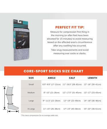 CoreSport 20-30mmHg Compression Socks - Large Black | Athletic Performance Support - Buy Online on GoSupps.com