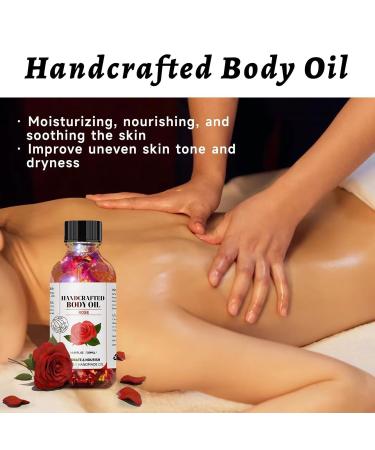 Handcrafted Rose Body Oil with Jojoba Sweet Almond & Coconut Oils Hydrating & Nourishing Multi-Use Moisturizer for Body Massage & Dry Skin Infused with Real Rose Petals 4.06 fl oz - Buy Online on GoSupps.com