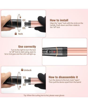 BESTOPE PRO Waver Curling Iron - 3 Barrel Hair Crimper Iron Set Fast Heating 5 in 1 Curling Wand Ideal for All Hair Types Includes Clips & Storage Bag - Rose Gold - Buy Online on GoSupps.com