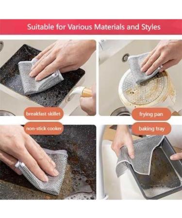 Multipurpose Wire Dishwashing Rags for Wet and Dry Multifunctional Non-Scratch Wire Dishcloth Double Stainless Steel Scrubber All-Purpose Wire Dishwashing Rag Remove Stubborn Stains (10pcs) - Buy Online on GoSupps.com