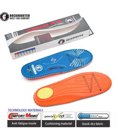 ROCKROOSTER Arch Support Anti-Fatigue Memory Fit Insoles - Blue 11-11.5 M US - Buy Online on GoSupps.com