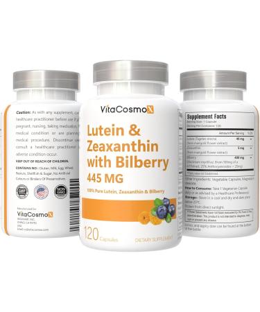 VitaCosmoX Lutein with Zeaxanthin Vegan Capsules 120 Count 40 mg Lutein + 4 mg Zeaxanthin per Serving Non-GMO Gluten-Free - Buy Online on GoSupps.com