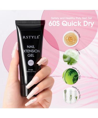 Rstyle Poly Nail Gel 80ml - Pink Art Acrylic Gel for Professional Manicure Nail Extensions & Strengthening - UV/LED Nail Polish for Natural Look & Nail Art Decoration - Buy Online on GoSupps.com