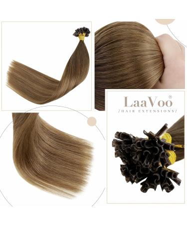 LAAVOO Real Hair Ombre U-Tips Extensions - Brown Keratin Bonding Medium to Light Brown 50g 45cm - #6/8/14 - Buy Online on GoSupps.com