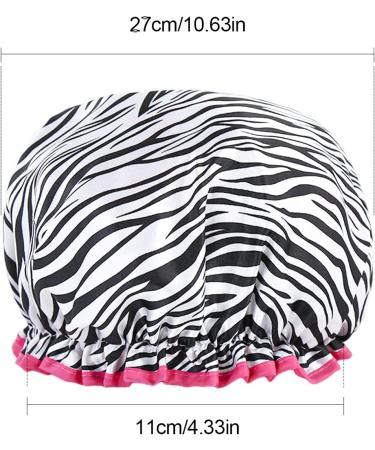 Double Thickened Waterproof Zebra Shower Cap - Trendy Design for Bathing - 1 Piece - Buy Online on GoSupps.com