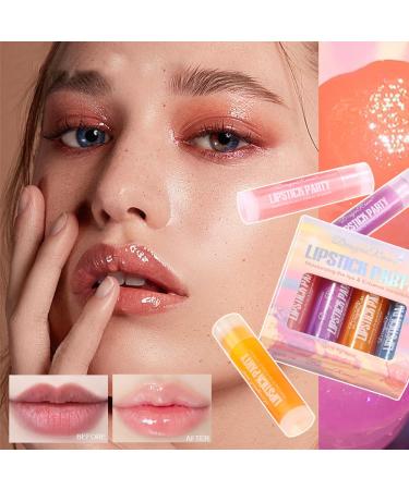 4 Pcs Shimmer Tinted Lip Balm Set Hydrating Color changing Lipstick Moisturizing Tinted Lip Gloss Long Lasting Nutritious Balm Gift Set - Buy Online on GoSupps.com