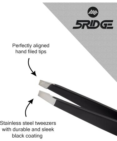 Professional Stainless Steel Eyebrow Tweezers - Precision Facial Hair Removal for Men & Women | Black - Ideal for Ingrown Hairs & Blackheads - Buy Online on GoSupps.com