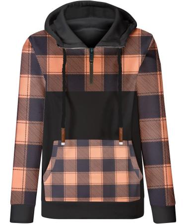 Ganfancp Women's Plaid Print Turtleneck Sweatshirt - Orange XX-Large - Buy Online on GoSupps.com