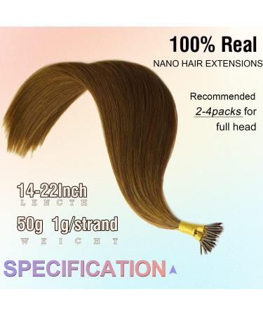 KOCONI 20 Nano Ring Hair Extensions - Real Human Hair, Remy Nano Beads, 50g - #6 Chestnut Brown - Buy Online on GoSupps.com