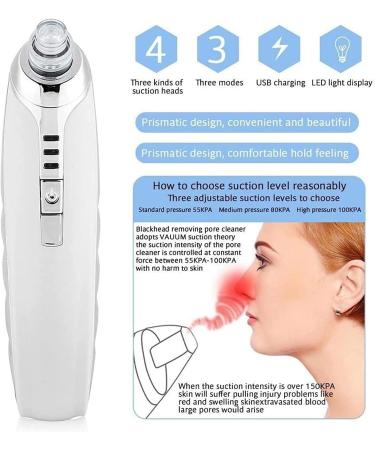 DULASP Blackhead Remover Cleaner 3 Adjustable Suction Power Blackheads Pore Sucker with 6 Suction Probes Rechargeable Blackhead Removal Tool - Buy Online on GoSupps.com