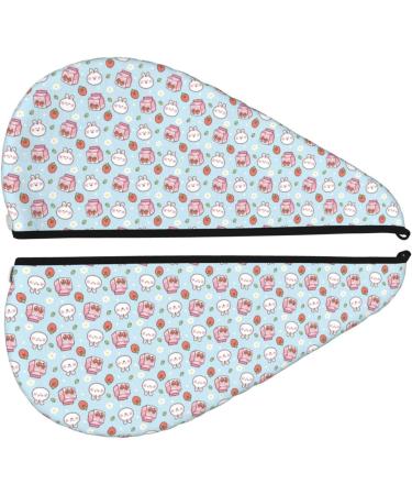 Cute Rabbit Strawberry Milk Microfiber Hair Towel | Soft & Super Absorbent Quick Dry Wrap for Women - Perfect for Long Curly & Thick Hair - Buy Online on GoSupps.com