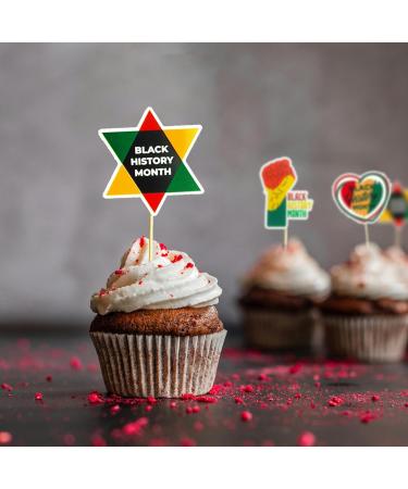 24Pcs Black History Month Cupcake Toppers Black History Month Cupcake Picks for African American - Buy Online on GoSupps.com