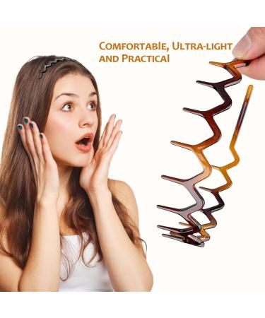Ruzister 4 Pieces Zigzag Headbands Classic 90s Plastic Headband with Teeth Wavy Comb Headband for Women and Men Shark Tooth Headband - Buy Online on GoSupps.com