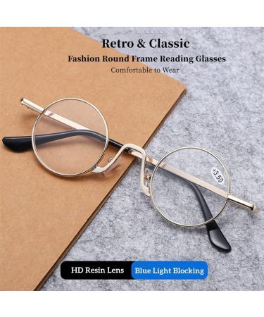 EVSER Retro Reading Glasses - Lightweight Round Metal Frame Anti-Glare Presbyopia Readers (1.0-4.0x) - Stylish & Durable Black Eyewear - Buy Online on GoSupps.com