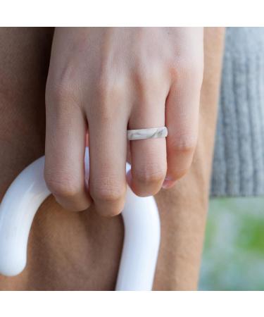 ThunderFit Women's Stackable Thin Braided Silicone Wedding Bands - Black Light Marble - 8.5/9 (18.9mm) - 16/8/4 Packs for Active Lifestyles - Buy Online on GoSupps.com