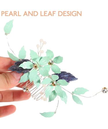 Uonlytech Comb Hair Comb Metal Flower Hair Comb Bride Wedding Hair Comb Crystal Wedding Hair Side Comb Rhinestone Bridal Hair Comb for Brides Women Girls(Green) Pearl Hair Rhinestone - Buy Online on GoSupps.com