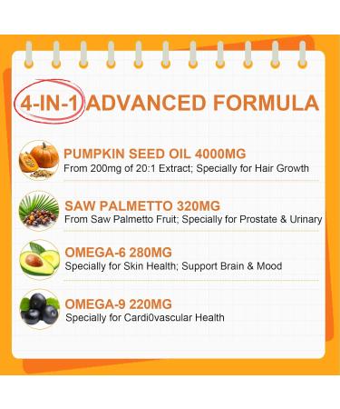 Pumpkin Seed Oil Gummies with Saw Palmetto Organic Pumpkin Seed Oil Supplement for Hair Growth Youthful Skin & Prostate Health with Omega 6 9 Sugar Free Cold Pressed Orange Flavor 60 Count 60 Count (Pack of 1) - Buy Online on GoSupps.com