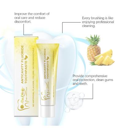 Pineapple Flavor Toothpaste Mild Fresh Fruit Scent Daily Oral Care Teeth Cleaning & Whitening Gentle for Sensitive Gums Prevents Tartar(3PCS) - Buy Online on GoSupps.com