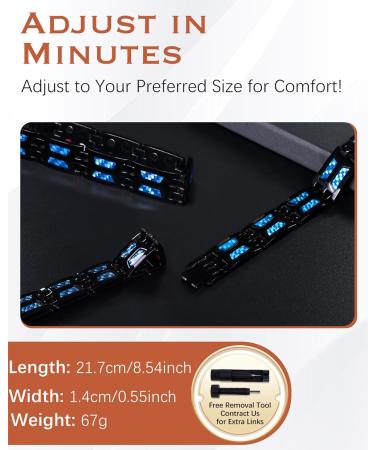 Jeracol Titanium Steel Magnetic Bracelet for Men - Blue Carbon Fiber 4 Element - Adjustable with Tool & Gift Box - Buy Online on GoSupps.com