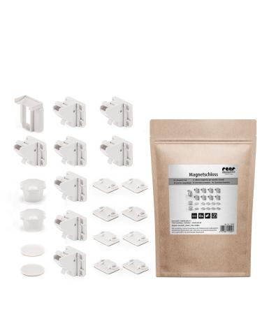 Magnetic lock 8 pieces in Paper Bag |Magnetic child protection |Cabinet and drawer lock for gluing |Security for babies and children |Basic equipment