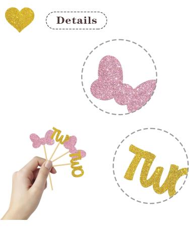 MonMon & Craft Minnie Two Cupcake Toppers/Girls Children 2nd Birthday Cupcake Toppers/Twins 2nd Birthday/Kids Birthday Party Decorations/Glitter - 24 Pcs - Buy Online on GoSupps.com