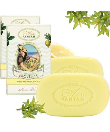 Un Air d'Antan All Natural Soap For Women: Soap Bars Pack 2x3.52oz Unisex Provence Verbena Scent - South Of France Handmade Body Soap Bars Set - Organic Oils - Men's Soap Set - Natural Soap for Men