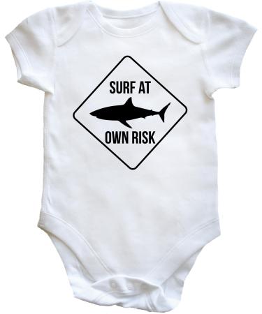 Hippowarehouse Surf at your own risk baby vest bodysuit (short sleeve) boys girls