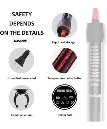KASANMU Aquarium Heater - Temperature Adjustable (50W/100W/200W/500W) - Saltwater and Fresh Water Fish Tank Heater - Buy Online on GoSupps.com