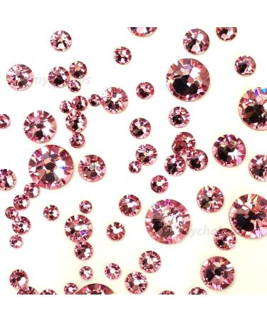 Light Rose (223) Pink 144 pcs Swarovski 2058/2088 Crystal Flatbacks Pink Rhinestones Nail Art Mixed with Sizes ss5  ss7  ss9  ss12  ss16  ss20  ss30