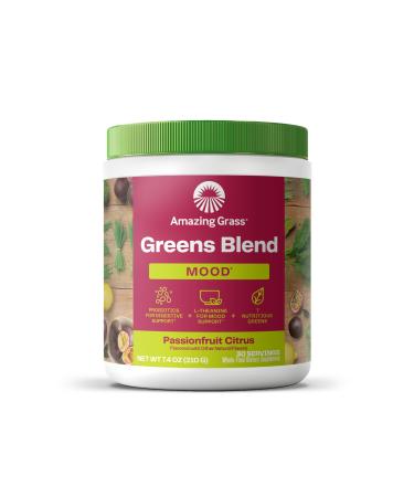 Amazing Grass Greens Blend Mood: Super Greens Powder Smoothie Mix for Mood Relaxation & Stress Support with Organic Spirulina Chlorella Beet Root Powder Digestive Enzymes & Probiotics 30 Servings