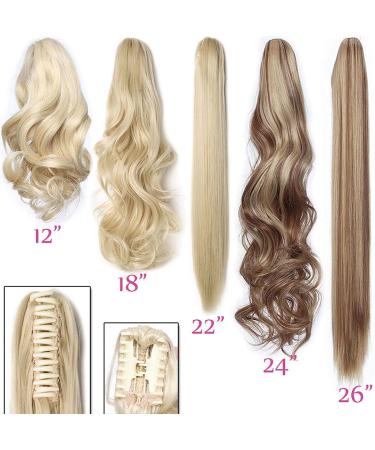 Long Short Claw Ponytail Hair Extension 18 Synthetic Straight Curly Hairpiece - Dark Brown Blonde Mix - Buy Online on GoSupps.com