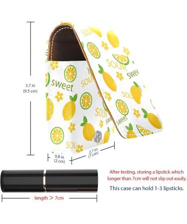 Summer Lemon Pattern Lip Gloss Holder | Portable Makeup Bag & Lipstick Organizer with Mirror | Travel Mini Storage Case for Women | Multicolored 9.5x2x7 cm - Buy Online on GoSupps.com