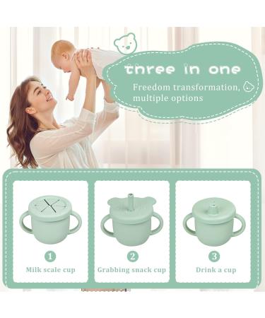 Ourobot 3 in 1 Silicone Baby Sippy Cups - Toddler Snack Cup with Handles | Multipurpose Training Cup for Babies - Buy Online on GoSupps.com