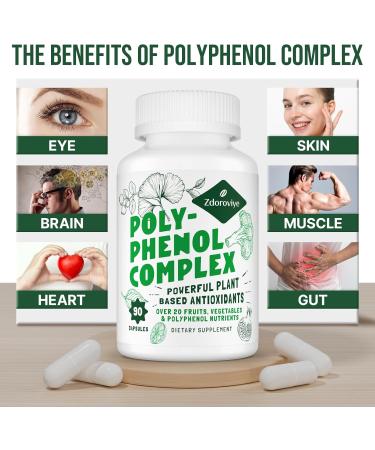 2250 MG Polyphenols Supplement Over 20 Fruits Vegetables Polyphenol Superfood Quercetin Resveratrol Turmeric Green Tea Powerful Antioxidants for Age Defense Immune Energy 90 Count 90 Count (Pack of 1) - Buy Online on GoSupps.com