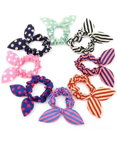Miya 6 Set Super Sweet Bunny Ohr Hair tie dotted striped checked beautiful hair accessories high -quality hair band ponytail holder