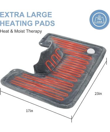 JKMAX 2lb Weighted Heating Pad for Neck and Shoulders - 10 Heat Settings, 3 Timer Settings - Auto-Off - Gifts for Women Men Mom Dad - 17x23 Grey - Buy Online on GoSupps.com
