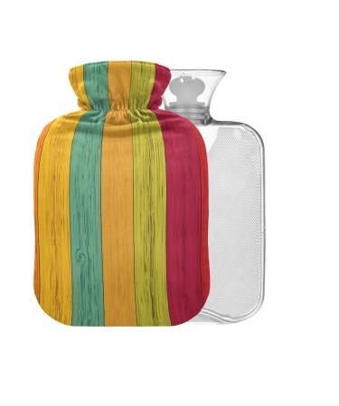 Heat bottle made of rainbow wood without BAP with cover 2 l large hot water bag for pain relief back pain hot and cold therapy