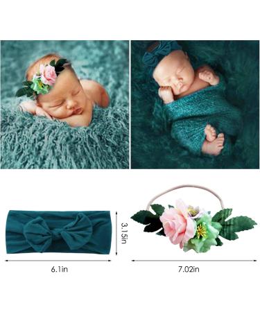 Spokki 4 Pcs Newborn Photography Props - Baby Dark Green Ripple Wrap, Swaddle Blankets, Headbands for Infant Boys and Girls (0-12 Months) - Buy Online on GoSupps.com