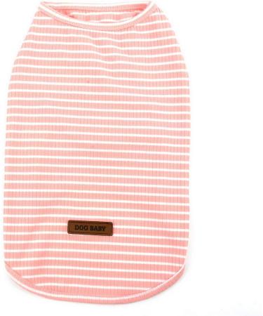 Paidful Summer Striped Puppy T-Shirt for Small Dogs - 100% Cotton Sleeveless Chihuahua & Yorkshire Apparel - Pink (M: 25cm Back Length 37cm Bust) - Buy Online on GoSupps.com