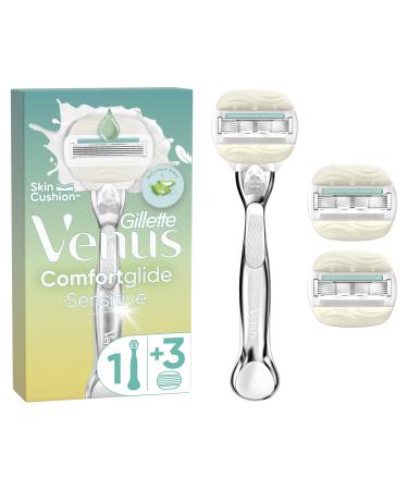 Gillette Venus Gillette Venus Pro ComfortGlide Sensitive Women's Razor with a touch of aloe vera 3 replacement blades metal handle