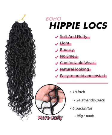 6 Packs 18 Inch River Locs Boho Goddess Faux Locs Crochet Hair in 1B - Wavy Synthetic Hair Extension - Buy Online on GoSupps.com