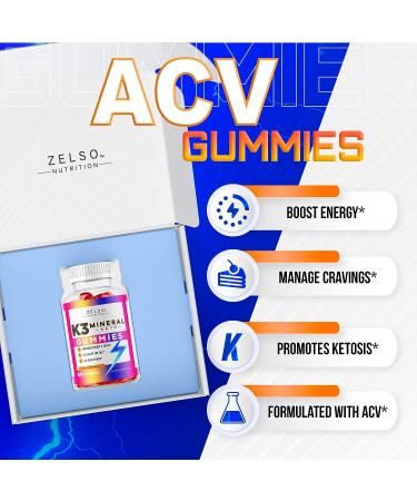 ZELSO K3 Mineral Keto Gummies Nutrition - Advanced ACV Formula in Gummy Form - Men & Women Multivitamin - 30 Day Supply (30 Servings) - Buy Online on GoSupps.com