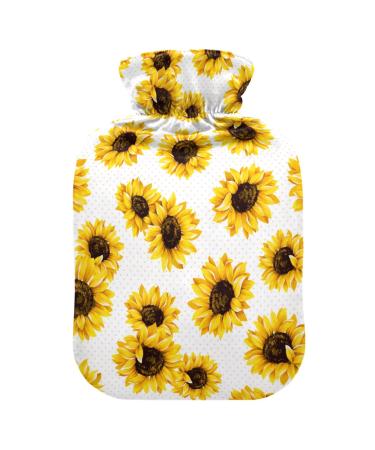 Sunflower heat bottle with reference vintage flower pattern hot water bottle for pain relief handfoots heat bottles for children and adults 1 l