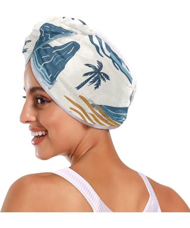 Summer Paradise Island Seamless Hair Towel 2 Pack | Super Absorbent Quick Dry Hair Turbans for Women & Girls - Buy Online on GoSupps.com