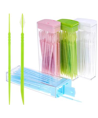 Interdental brushes 200 pieces of interdental brush brushes set tooth cleaning gaps for teeth double head interdental brush for cleaning narrow interdental teeth - 4 colors